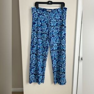Cherokee Sheer Blue Tropical Floral Mesh Swim Coverup Wide Leg Pants Size M